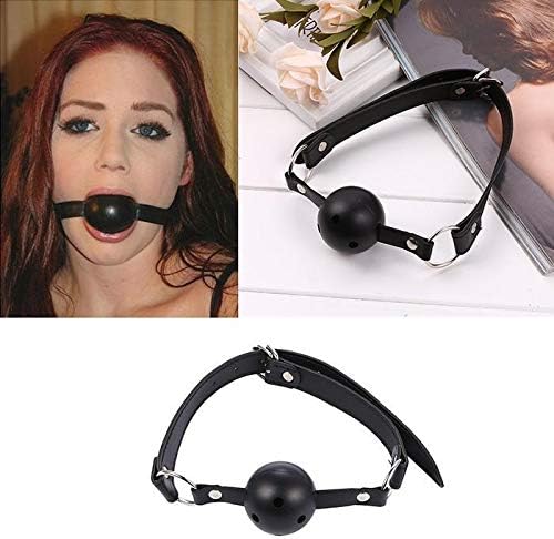 Pairkal PU PU Leather Silicon Mouth Ball Gag Couples Toys Adult Gifts(Black)