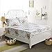 FADFAY Sheet Set King Vintage Rose 100% Cotton Hypoallergenic White and Grey Deep Pocket Fitted Sheet 4-Pieces King