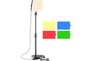 Mionondi LED Video Light with Stand, Home Studio Back Lights, Photo Lights with Color Filters for Close Photography Lighting YouTube Video Recording, Desk Game Steaming