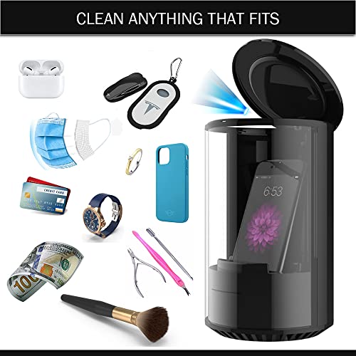 Tesla Desktop Supercharger, Portable Phone Sanitizer & Charger Lamp – Cleans All Smartphones, Car keys, Makeup & Nail Tools, Illumination & Fast Charging for Iphone & Android Smartphone