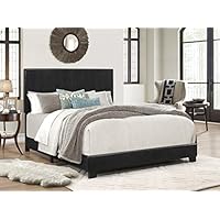 Crown Mark Upholstered Panel Bed in Black, Full