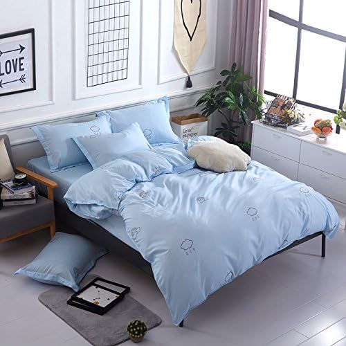 Sweet Style Home Bedding Sets Comforter Bed Linen 3/4pcs Twin/Full/Queen/King/Super King Size Duvet Cover Sets Quilt Cover Bed Sheet Pillowcase for Adults and Kids- Light Blue