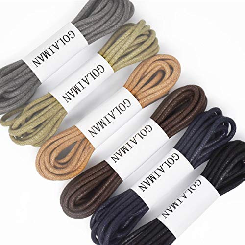 GOLAIMAN Waxed Dress Shoe Laces Round Oxfords Shoelaces Leather Shoe