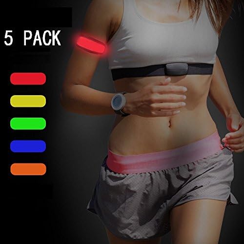 5 Pack LED Slap Armband, Magnolian Lights Glow Safety Bracelets High Visibility Running Wrist Band Cycle Gear for Running ,Walking and Cycling, Batteries Operated, Assorted Colors, Use for All Size