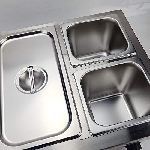 TAIMIKO Bain Marie Food Warmer 4-pan Buffet Warmer Steam Table Stainless Steel Electric Countertop Container Temperature Control for Catering and Restaurants Commercial Grade 1500W