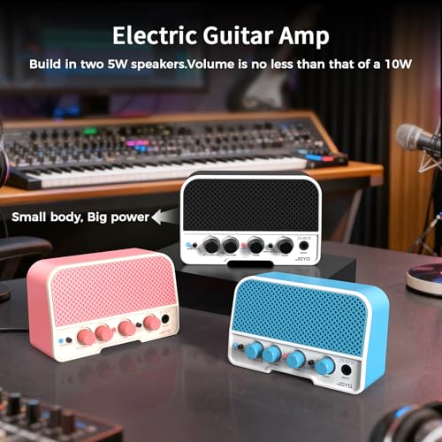 JOYO Mini Amplificador de Guitarra 5W Amplificador para Guitarra Eléctrica Pequeño Amplificador de Guitarra con Bluetooth, Canales Limpios y Sobretransmisión, Recargable, Portátil (JA-02 II Negro)
