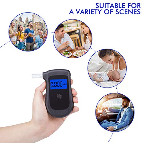 TABIGER Breathalyzer Portable Breath Alcohol Tester with Semi- Conductor Sensor and LCD Screen for Personal Home Use and Drivers, Drinkers, Breath Alcohol Detector with Replaceable Mouthpieces - Thumbnail 5