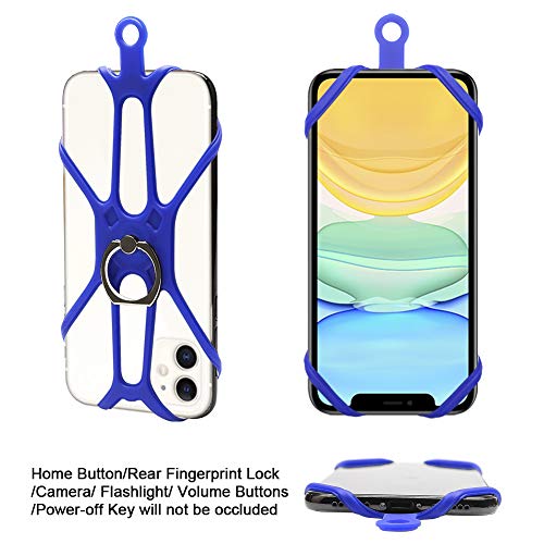 Cell Phone Lanyard, COCASES Crossbody Neck Strap Silicone Phone Holder with Ring Stand for iPhone, Galaxy & Most Smartphones (Blue) - Thumbnail 3