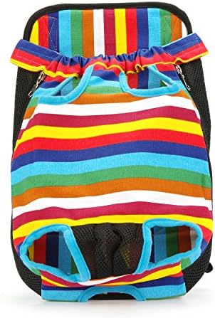 DoggieKit Legs Out Front Hands-Free Rainbow On Body Chest Pet Carrier Backpack Bag | Padded Soft Zip Up Shoulder Tote Sling with Adjustable Comfort Straps for Carrying Dogs, Puppies, Cat (Medium)
