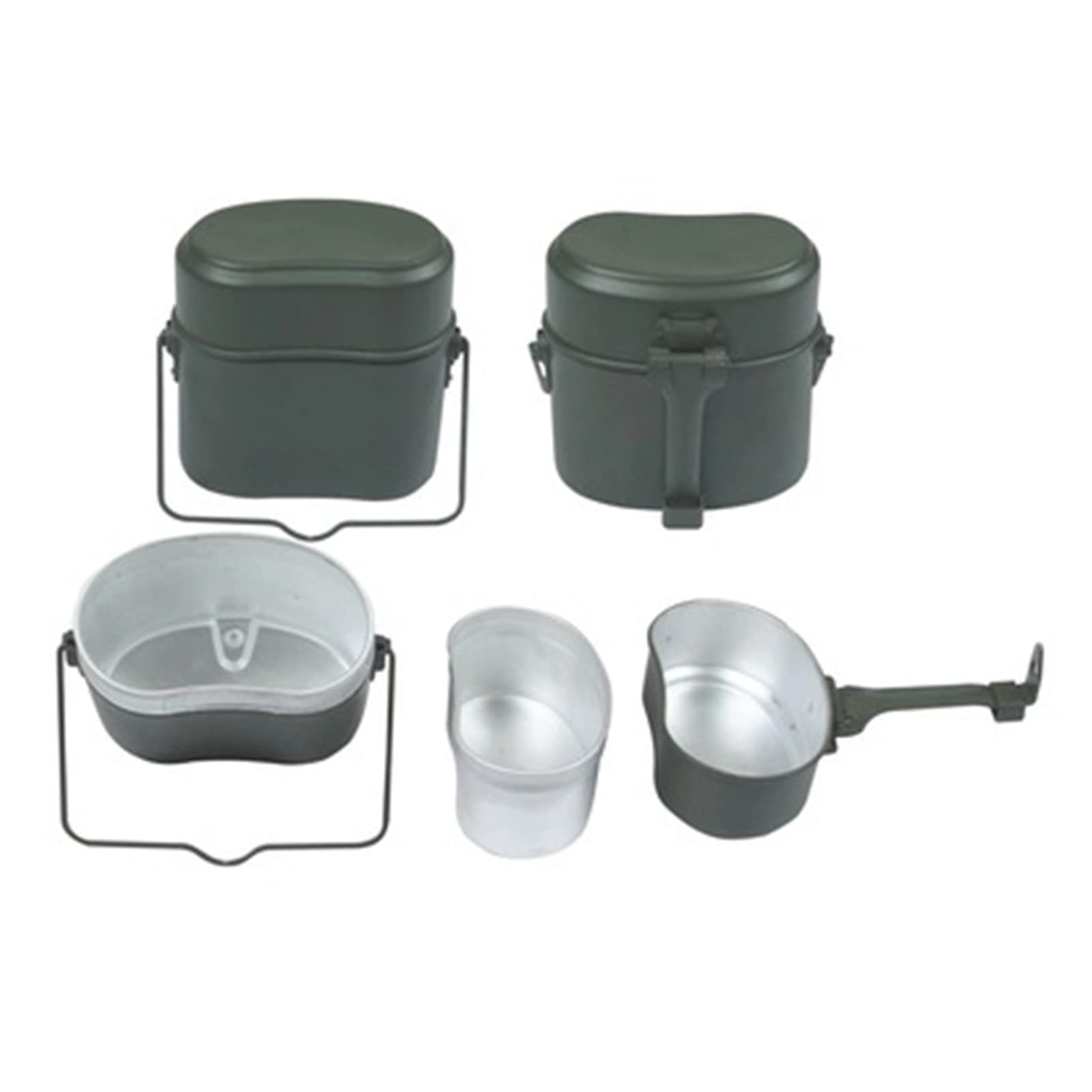plplaaoo Military Mess Tin Camping Cooking Set Vintage Style Aluminium Alloy with Non-Slip Grip Durable Multifunction Portable for Camping Hiking Cycling Backpacking Army Green