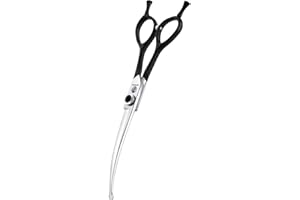 Dragon Creek 6.5" Downward Curved Dog Grooming Scissors Shears for Grooming Face and Paws Safety Round Tips Shears Trimming Cutting Scissors for Dog Cat Pet Black
