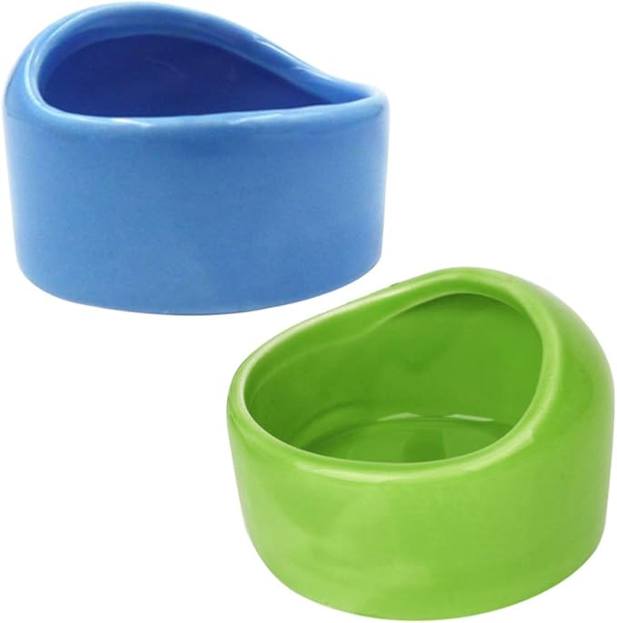 POPETPOP Ceramic Hamster Bowl2Pack Small Animal Food Bowl and Water