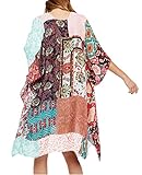 Bsubseach Women's Ethnic Print Kimono Cardigan Summer Beachwear Swimsuit Cover Up Rayon Shawl Wrap Beachwear Tunic