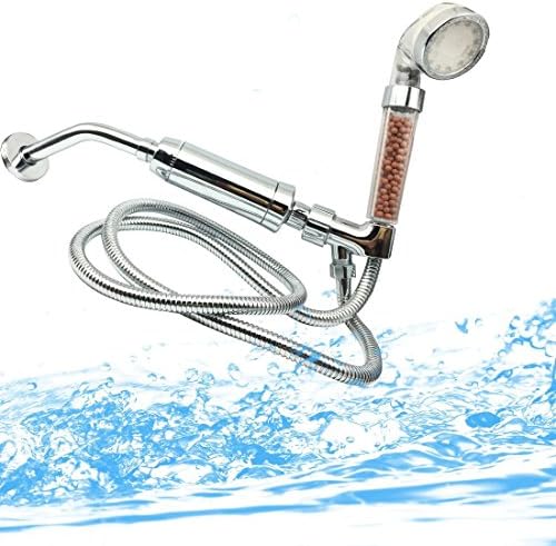 Ausupkei Shower Head System with Pulsating LEDS, Ionize Rare Rocks,Inline Filter,Hose, Showerhead Arm and Diverter Valve (Full Set)