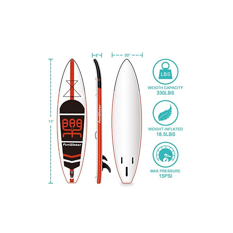 FunWater Stand Up Paddle Board 11’x33”x6” UltraLight (20.4lbs