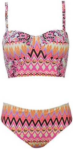 Bikini, Abary Women 2 Piece Vintage Floral Printing Underwire Swimwear