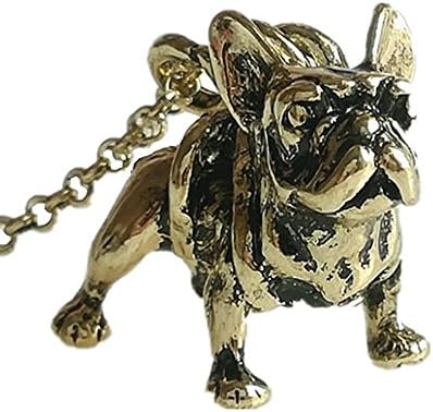 Zinc Alloy French Bulldog Pendant Necklace for Women and Kids (Antique Bronze)