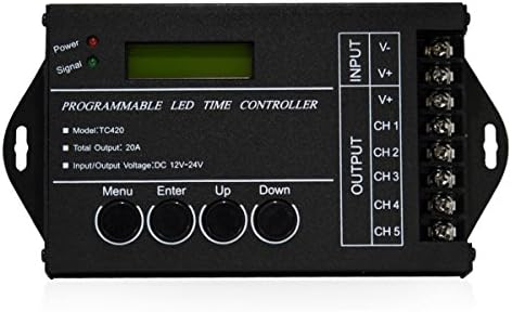 KPBOTL Programmable LED Time Controller DC12-24V 5 Channel 20A for RGBW RGB Dual Color Single Color LED Strip Lights Time Control