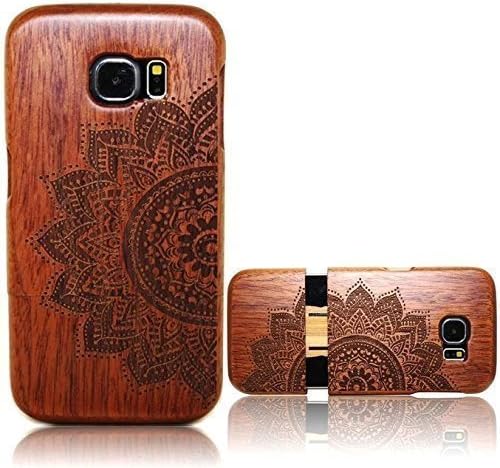 S7 Case,LNSEA Unique Real Handmade Natural Wood Wooden Hard Bamboo Shockproof Case for Samsung Galaxy S7 Flower