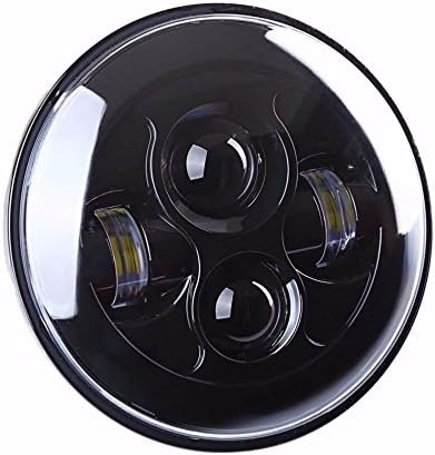 7" Round LED Headlight high and low beam for Harley Davidson Motorcycles Jeep Wrangler Hummer Land Rover Black 2pcs