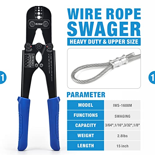 iCrimp Wire Rope Crimping Tool for Aluminum Crimping Loop Sleeve, Two