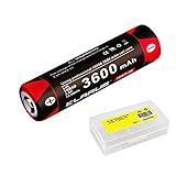 Klarus 18GT-36 3600mAh 18650 Li-ion Battery 3.6V Rechargeable Battery With SKYBEN Battery Case Designed for XT12GT XT11S XT2C XT12 XT15 ST15 and Other 18650 Flashlight