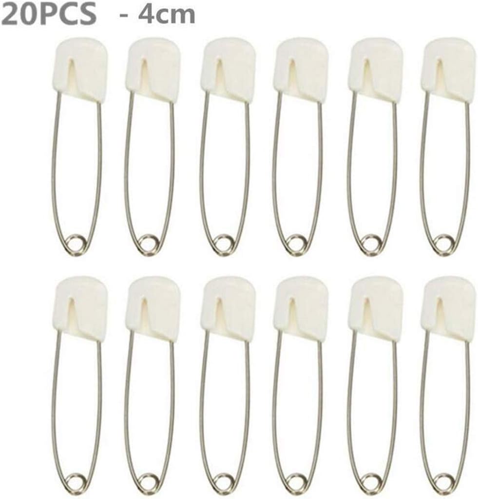 eKingstore Safety Pin, Plastic Head Baby Diaper Safety Pin Cloth Diaper Needle 1.57 Inches (Approx.) 20PCS White