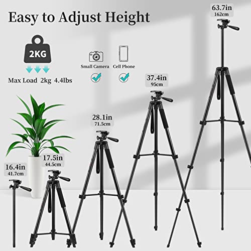 JOILCAN Tripod for High Mobile, 161 cm Selfie Stick Tripod with Remote Control, Portable Tripod with Mobile Phone Holder, Aluminum Mobile Tripod for iPhone Samsung Huawei Camera