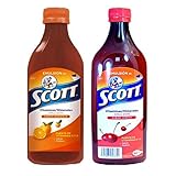 Scott Emulsion Cherry and Orange Flavor. Vitamin Supplement Rich in Cod Liver Oil, Vitamins a and D, Calcium and Phosphorus by Glaxo Smith Klein
