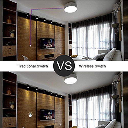 Wireless Light Switch, Remote Control for Lamps Ceiling Fans Household Appliances,Transmitter and Receiver Kit,No hub required(Black) - Thumbnail 5