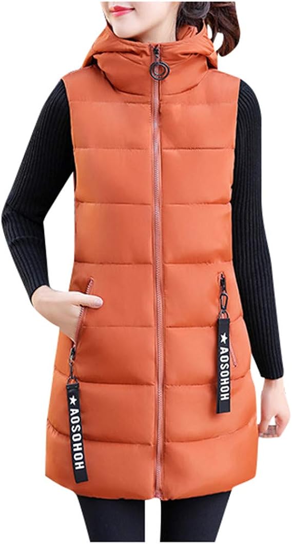 Amazon Cookinty レディース コート ジャケット ロング フード付き ベスト ノースリーブ 秋冬 おしゃれ アウター 大きめサイズ カジュアル 体型カバー ゆったり オーバーサイズ 普段着 人気 アウトドア 暖かい カーディガン トレンチ 防風 防寒 中綿 ベスト 通販