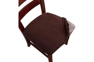 Genina Waterproof Dining Room Chair Cover Set of 4, Stretch Jacquard Seat Covers for Dining Room Chairs, Kitchen Parsons Chair Covers Slipcover Protector