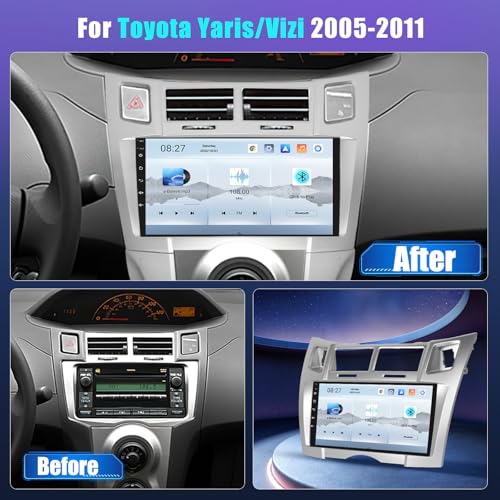 Inefala 8 Core Qualcomm Android 15 4+64G Radio Screen for Toyota Yaris/Vizi 2005-2011 with Wireless Carplay and Android Auto, 9'' Screen Car with Mirror Link Radio FM/RDS GPS WiFi Bluetooth SWC