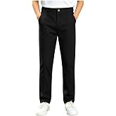 Boys Classic Fit Golf Pants Relaxed Fit Comfy Stretch Chino Pants | Boys Khaki Pants, Straight Leg with Pockets, Boys Chino Pants School Dress Pants, Flat Front, Lightweight Work Slacks