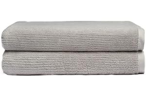 Cozy Earth Ribbed Bath Sheet Set - 60% Cotton 40% Viscose from Bamboo Bath Sheets - Soft & Absorbent Textured Ribbed Pattern - 2 Pack Light Grey