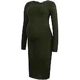 Smallshow Women's Long Sleeve Maternity Dress Ruched Pregnancy Clothes