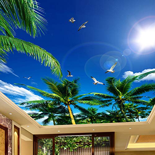 Pbldb Mediterranean Style Coconut Trees Blue Sky Seagull Ceiling