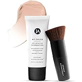 Jerome Alexander My Color Self-Adjusting Foundation, Hydrating & Lightweight Face Makeup, Skincare-Infused, with Kabuki Brush, Light, 1 oz