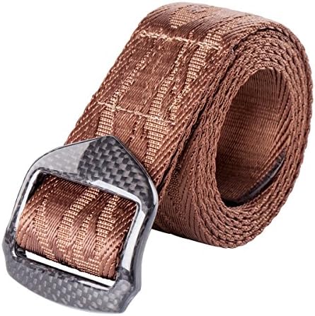 RockWay Fashion Jacquard Nylon with Airport Friendly Carbon Fiber Buckle Brown Hiking Belt (Large)
