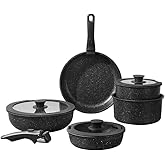 UMETRE Pots and Pans Set, Nonstick Detachable Handle Cookware Set, Induction Kitchen Cookware Set with Removable Handle, Heal