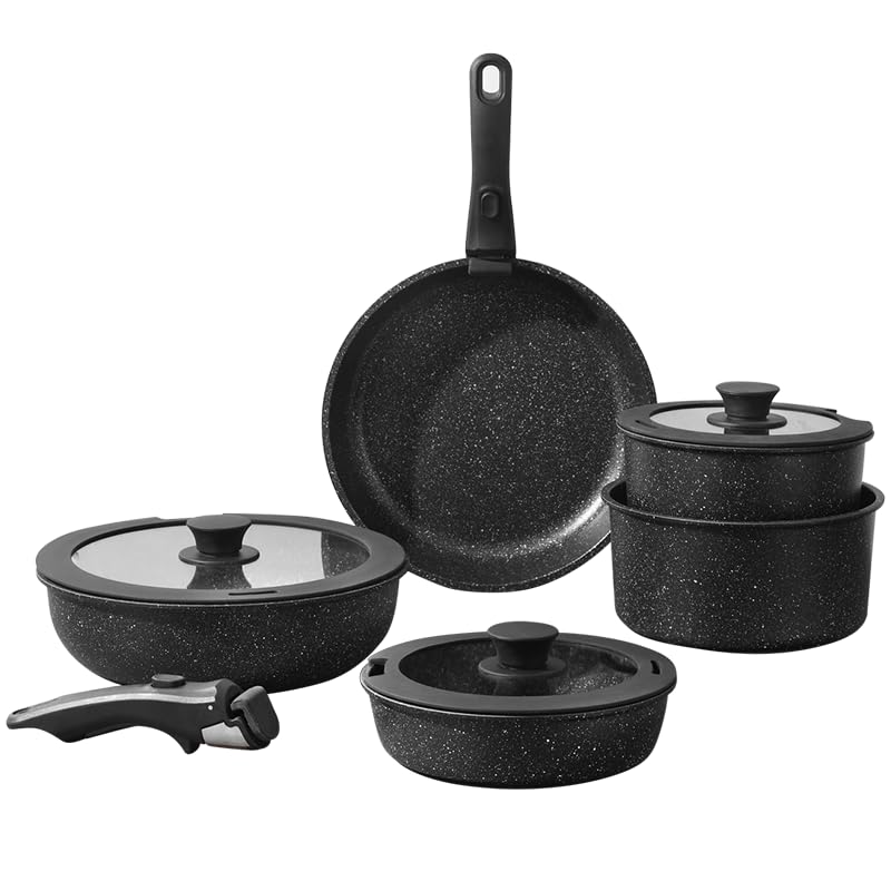 Photo 1 of UMETRE Pots and Pans Set, Nonstick Detachable Handle Cookware Set, Induction Kitchen Cookware Set with Removable Handle, Healthy Non Stick Cookware, Dishwasher ? Oven Safe, PFOA Free