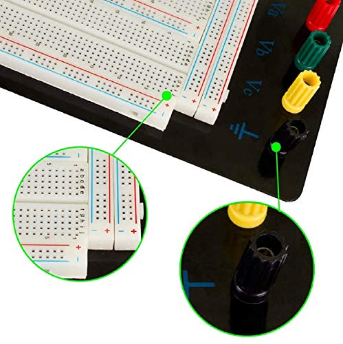 Tektrum Externally Powered Solderless 3220 Tie-Points Experiment Plug-in Breadboard with Aluminum Back Plate, Jumper Wires, Power Module, Wall Adaptor for Proto-Typing Circuit/Arduino/Raspberry Pi