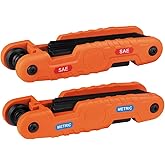 Klein Tools 70552 Pro Folding Hex Key Set, 21-Key SAE and Metric Hex Key Set with High-Leverage Blades, 2-Pack