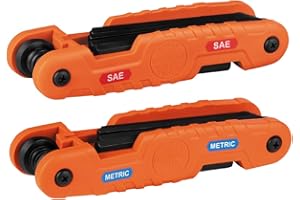 Klein Tools 70552 Pro Folding Hex Key Set, 21-Key SAE and Metric Hex Key Set with High-Leverage Blades, 2-Pack