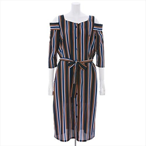 Amazon クリア Clear オープンショルダーストライプ柄ワンピース 6003ネイビー F ワンピース チュニック 通販