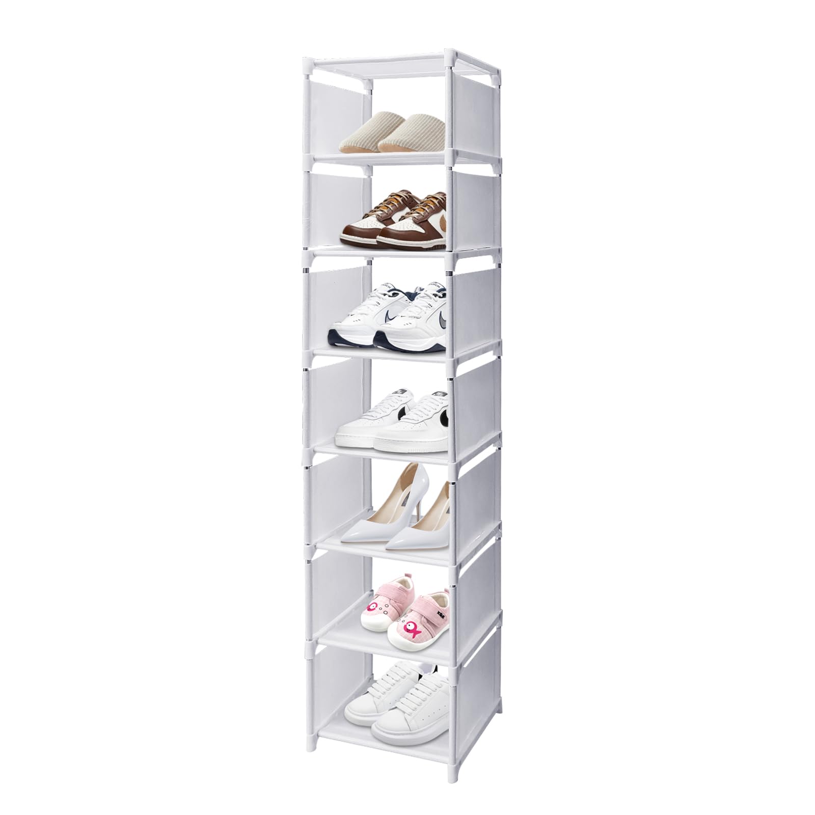 Uooker 8 Tier Narrow Shoe Rack, Vertical Shoe Rack for Small Spaces, Living Room, Entryway, Corner Organization