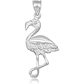 Animal Kingdom Certified 10K or 14K Yellow, White, or Rose Gold Flamingo Charm Pendant - Choice of Metal
