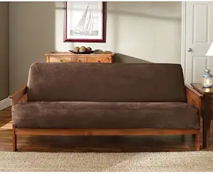 SureFit Home Décor SF36200 Soft Suede Futon Sofa Cover, Relaxed Woven Fit, Polyester, Machine Washable, One Piece, Chocolate Color