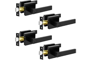 KAMOTA Privacy Door Levers, 4 Pack Matte Black Door Handles Bed and Bath Door Locks Interior Keyless Locksets, Left and Right Hand Reversible