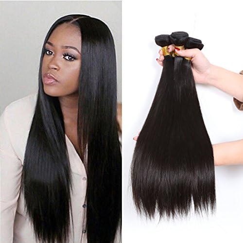 CCOLLEGE 8A Brazilian Virgin Human Hair 4 Bundles Straight Wave Weft 100% Real Human Hair Extensions Natural Color (12 14 16 18)